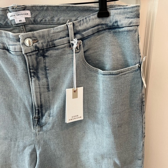 GOOD AMERICAN GOOD LEGS GROP LONG FRAY HEM JEANS IN BLUE669 NWT - Picture 8 of 16